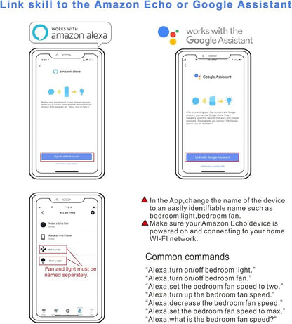 Universal Smart WiFi Ceiling Fan Remote Control Kit, Compatible with Alexa, Google Assistant and Smart Life App, No Hub Required DIMMER