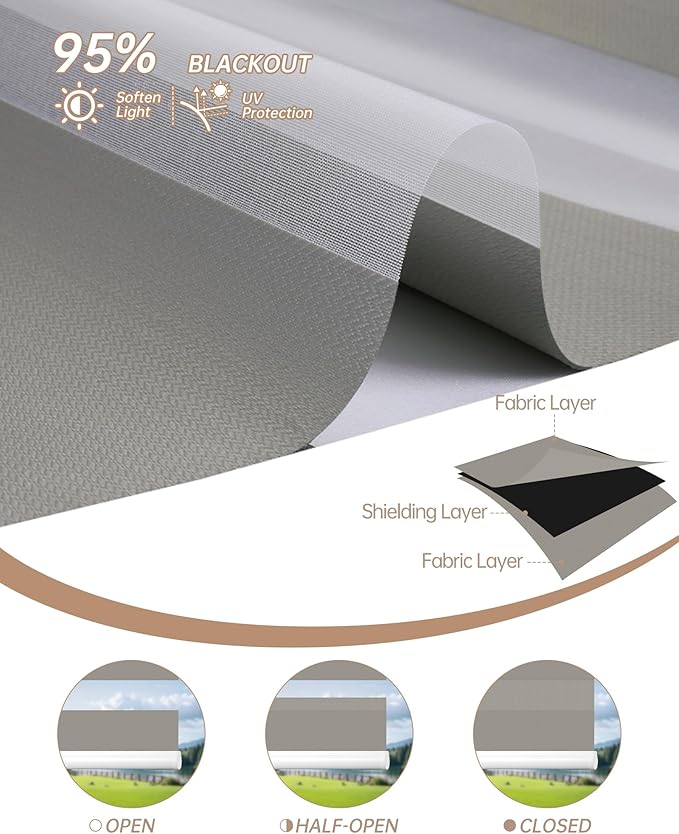 Kincmo Motorized Blinds with Remote, Motorized Zebra Shades Work with Apple Homekit,Alexa,Google Home, Customized Electric Blinds with Remote,App,Voice Control (95% Blackout Gabriel Coffee)