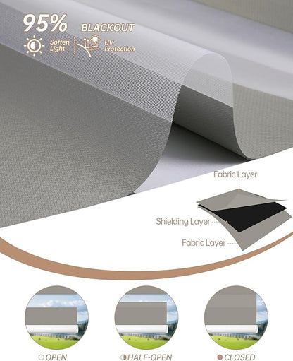 Kincmo Motorized Blinds with Remote, Motorized Zebra Shades Work with Apple Homekit,Alexa,Google Home, Customized Electric Blinds with Remote,App,Voice Control (95% Blackout Gabriel Coffee)