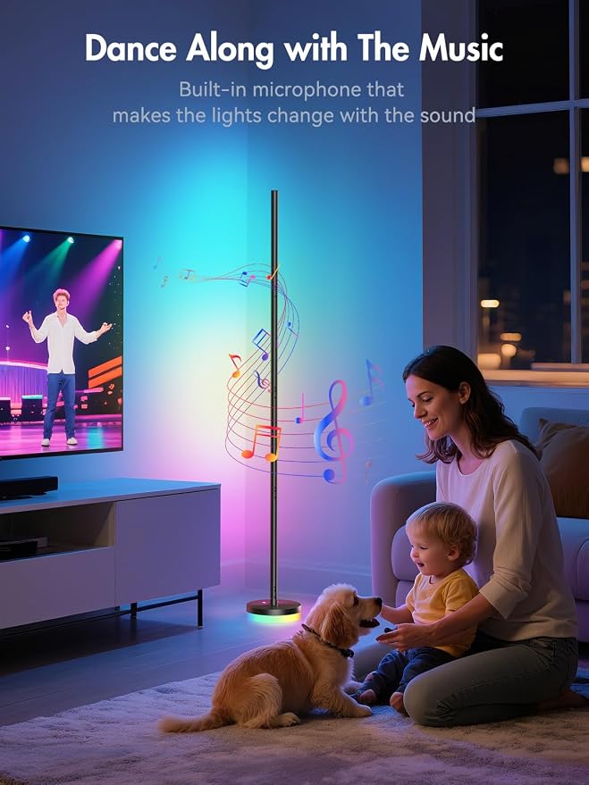 OIYN Corner Floor Lamp 2 Pack,RGBICW LED Corner Lamp with 1300lm Smart Modern Floor Lamp,App & Remote Control,Music Sync,Color Changing Standing Lamp for Bedroom Living Room and Gaming Rooms