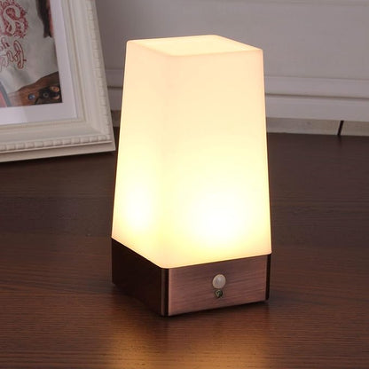 WRalwaysLX 3 Modes Battery Powered Small Table Lamp,Bedside Lamp Wireless PIR Motion Sensor LED Night Light,USE 3x1.5VAAA Battery,Sensitive Portable Moving Lamp for Kids Room,Hallway,Bedroom