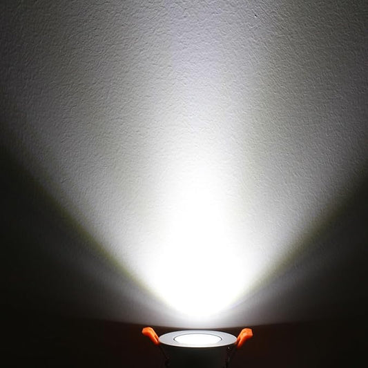 LightingWill 2inch LED Dimmable Downlight, 3W COB Recessed Ceiling Light, Daylight White 5500K-6000K, CRI80, 25W 220LM Halogen Bulbs Equivalent, White (4 Pack)