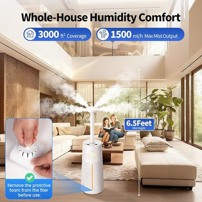 Humidifier for Large Room-6.3Gal Cool Mist, Top Fill,3000ft²,Beige