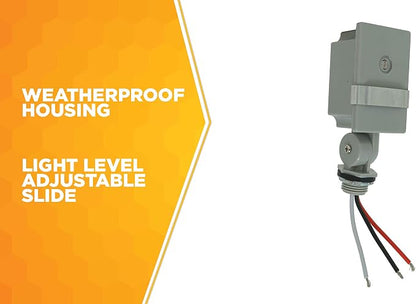 Southwire Woods Outdoor Hardwired Stem & Swivel Light Control - Adjustable Swivel Mount Light - Automatic Outdoor Lighting - Dusk-to-Dawn Light Manage - Grey Photocell Light Switch