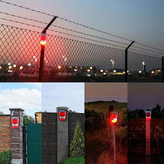 2 Pack Solar Sound and Light Alarm Motion Sensor, 129db Outdoor Security Siren Waterproof Activated Detector Driveway Alarm, 6 LEDs Flash Warning Strobe System, Security Light Alarm for Home, Farm