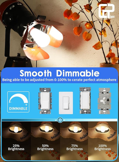Dimmable Opal LED Edison Bulbs - 6W (65W Eqv) 650LM 4000K Neutral White, ST58 = ST19 E26 Base, Coated Inside White Milky Glass Vintage Filament Light, 10 Pack