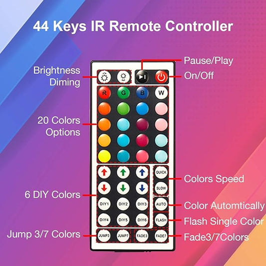 DAYBETTER Led Strip Lights 32.8 ft RGB Color Changing Lights Strip for Bedroom, Desk, Home Decoration, with Remote and Power Supply