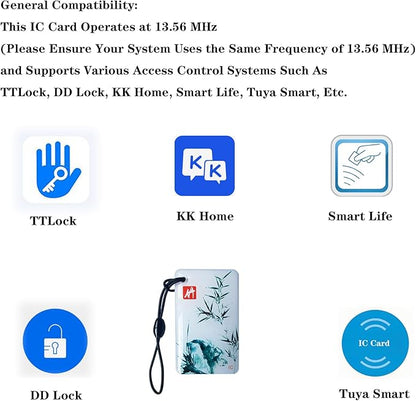 IC Card, RFID Key for Unlocking the Smart Door Lock, 13.56 MHz Frequency Keyless Entry.Suitable for Schools, Hotels, TTLock/Smart Life and Tuya Smart Locks - 6 Pcs