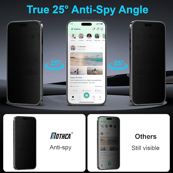 Mothca 2 Pack Matte Privacy Screen Protector for iPhone 14 Pro Max 6.7-inch [Auto Fit Box Dust-Free] Anti Spy Anti-Glare Anti-Fingerprint Full Coverage Tempered Glass, Smooth as Silk, Case Friendly