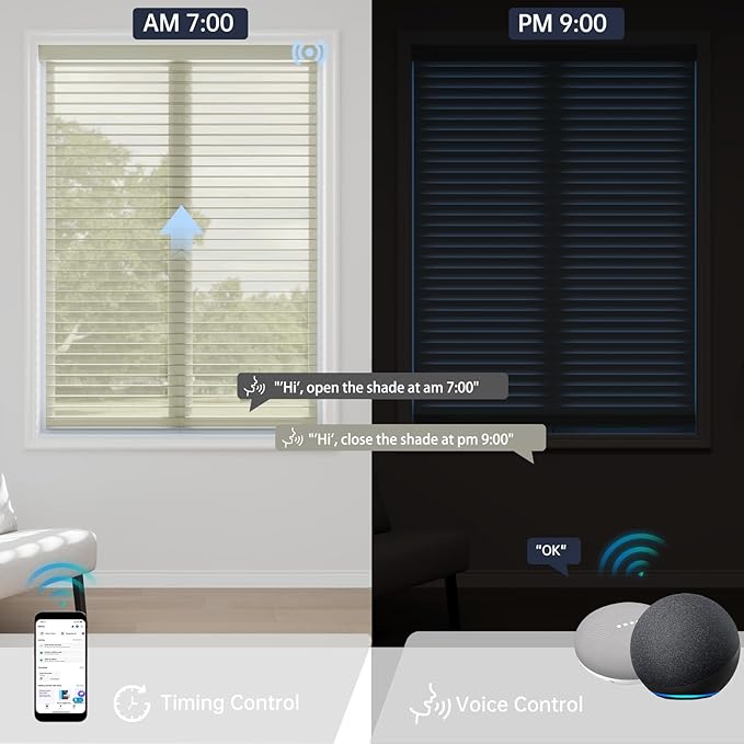 Motorized Sheer Shades with Remote, Automatic Dual-Layered Shades for Windows, Smart Light Filtering Blinds Compatible with Alexa, Custom Size (Room Darkening Beige)