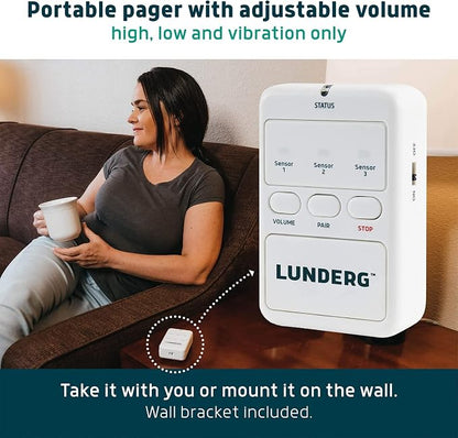 Lunderg Chair Alarm System with Call Button, Wireless Chair Sensor Pad & Pager - Elderly Monitoring Kit - Chair Alarms and Fall Prevention for Elderly