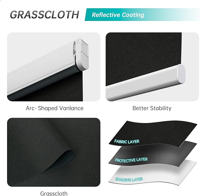 Motorized Blinds with Remote,100% Blackout Smart Blinds for Window Cordless Electric Blinds Compatible with Alexa Google Assistant(Black，Custom Size)