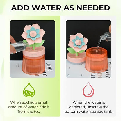 Cute Flower Mini Humidifier, Small Cool Mist Desk Humidifiers, Portable USB Personal Desktop Plant Humidifiers, Cooling for Home Office Car Travel Indoor Outdoor (260ml, Purple Sunflower)
