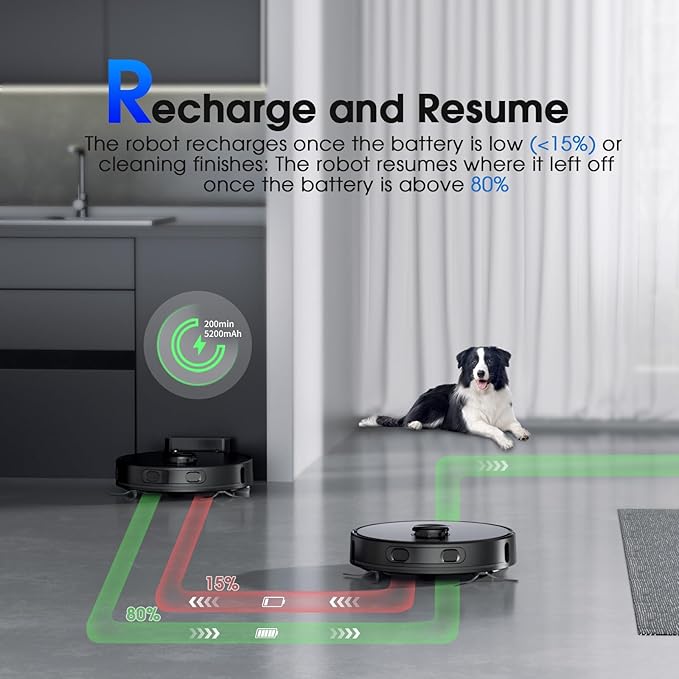 Robot Vacuum and Mop, Mapping Robotic Vacuums Cleaner with LiDAR Navigation Smart & Strong Suction, WiFi/App/Alexa/Voice Control, Obstacle Avoidance, for Home, Wood/Hard Floors, Pet Hair -Jet-black