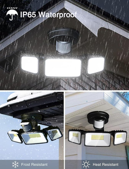 Onforu 65W Smart LED Security Lights Motion Sensor Light Outdoor, APP Control, Outdoor Motion Detector WiFi Alexa Flood Light 5500LM, 2500K-6500K, with Adjustable 3 Head, White