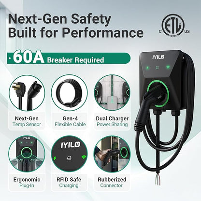 Level 2 EV Charger, 48Amp/11.5KW/240V, UL 2594, ETL & Energy Star