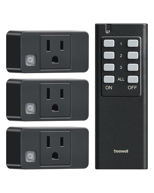 Remote Control Outlet with All On/Off Switch, 200FT Range, Black