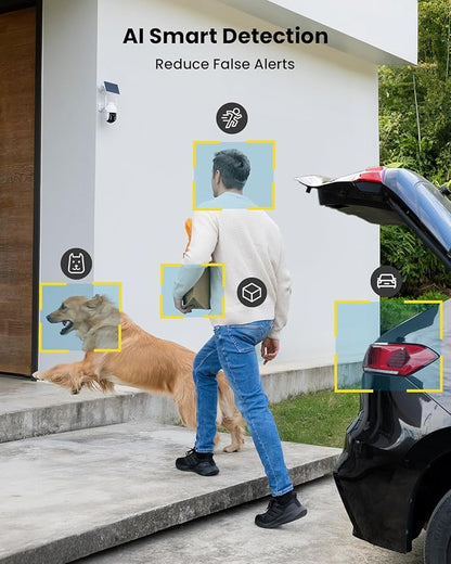 ieGeek Solar Security Cameras Wireless Outdoor, 2K WiFi Camera for Home Security System, Battery Powered Surveillance Cam with 360°PTZ Color Night Vision, PIR Motion Sensor, Works with Alexa (2 Pack)