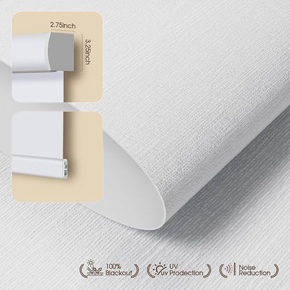 Motorized Blinds with Remote, Blackout Roller Shades for Indoor Windows, Smart Automatic Blinds Compatible with Alexa/Homekit/Google, Custom Size (Blackout-TexturaLux White)