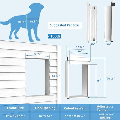 Automatic Dog Door for Wall,Smart Dog Door with Doorbell Active,No Collar