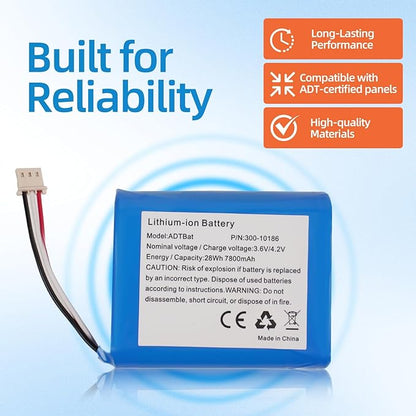 ADT Battery Replacement,3.6V/4.2V Lithium-ion Battery Replacement for ADT Panel P/N 300-10186, Compatible with ADT5AIO-1/2/3, ADT7AIO-1.