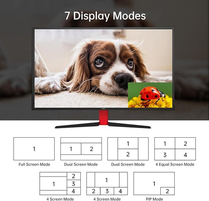 MT-VIKI 4K Quad HDMI KVM Multiviewer 4x1 w/PIP POP, Support ONE Set of Keyboard/Mouse/Monitor Control 4 PCs, 4K@30Hz Support Hotkey/Button Seamless Switching