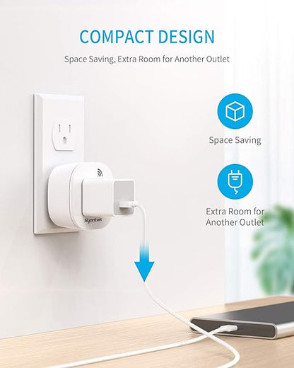 Syantek Remote Control Outlet Wireless Light Switch for Household Appliances, Expandable Remote Light Switch Kit, Up to 100 ft Range, FCC Certified, ETL Listed, White (5 Outlets + 2 Remotes)