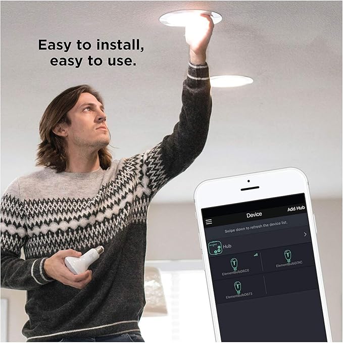 Sengled Smart LED Soft White BR30 Bulb, 2700K 65W Equivalent, Compatible with Alexa, Google Assistant & SmartThings (3 Pack Kit, 3 Light Bulbs & Hub)