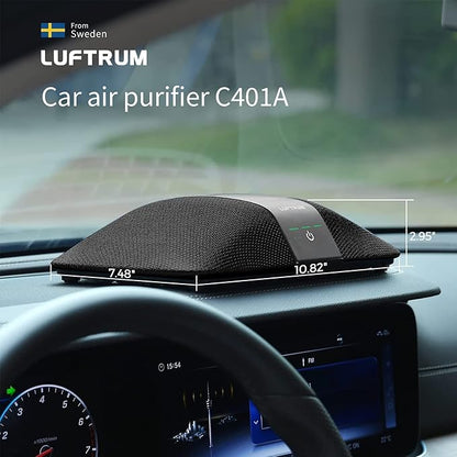 Car Air Purifier with H13 True HEPA Filter: Car Portable Air purifier for Exhaust Fumes, VOC, Smoke, Odors, and Bacteria, 99.9% Removal to 0.1 Microns - Air purifier for Car Traveling Bedroom (black)
