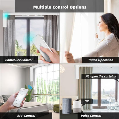 Electric Curtain Track, Retractable Motorized Curtains Rod within 7.2ft, Automatic Curtain Opener with Smart/Manual Control, Smart Curtains System for I-Rrail and U-Rail (Within 7.2ft)