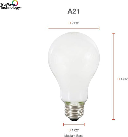 Sylvania LED TruWave A21 Light Bulb, 100W Equivalent, Efficient 15W, Medium Base, Dimmable, Frosted, 2700K, Soft White - 6 Pack (40810)