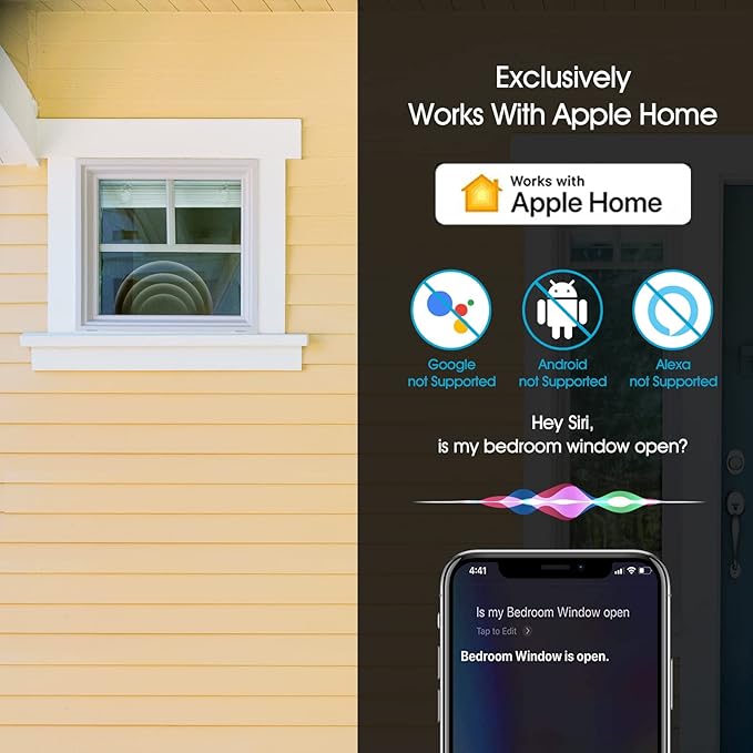 Onvis Thread-Enabled HomeKit Door Window Contact Sensor,Wireless Mini Low-Energy Contact Sensor for Alarm System and Smart Home Automation, iOS Only (2Pack)