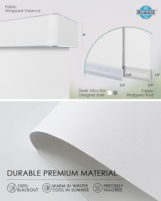 Yoolax Custom XL Smart Sliding Door Blinds, Motorized Sliding Panel Blinds Compatible with Alexa, Fabric Blackout Vertical Rechargeable Battery Shades for Glass Doors(Pure White)