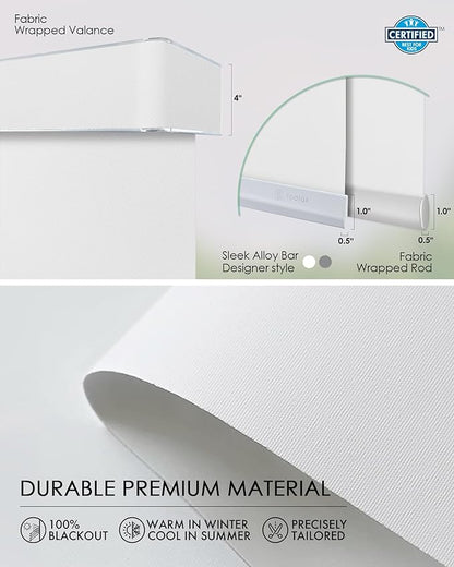 Yoolax Custom XL Smart Sliding Door Blinds, Motorized Sliding Panel Blinds Compatible with Alexa, Fabric Blackout Vertical Rechargeable Battery Shades for Glass Doors(Pure White)