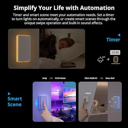SONOFF Smart Light Switch, 2.4GHz WiFi Alexa Light Switch, Works with Alexa Google Home Brilliant Smart Switch, T5 1 Gang 1 Way Smart Touch Wall Switch, Neutral Wire Required Smart Life Light Switch