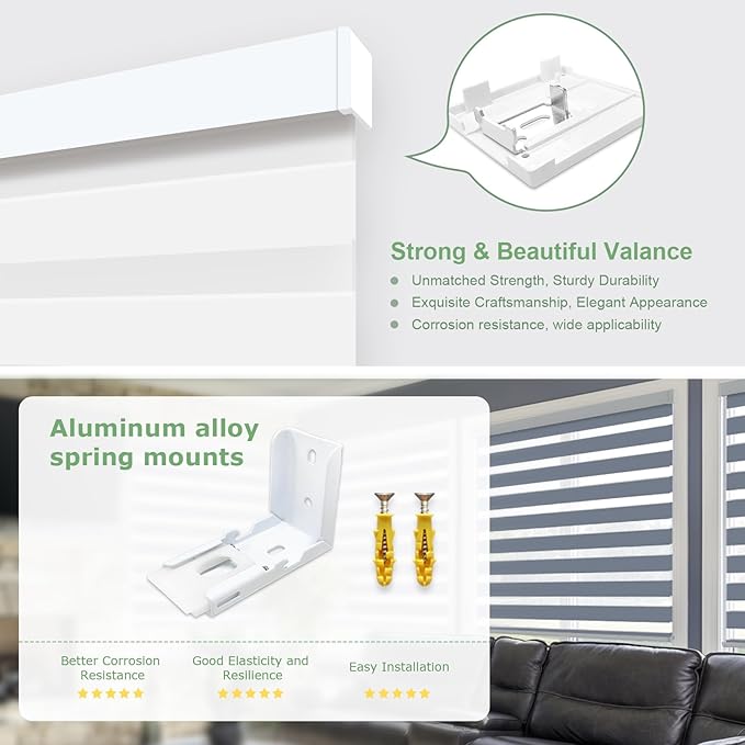 MING CHEN Motorized Blinds with Remote, Built-in Rechargeable Smart Blinds, Custom Size Electric Zebra Shades Compatible with Alexa Google (60% Shading Luxurious White)