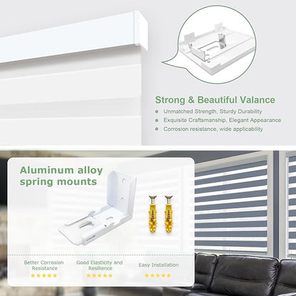 MING CHEN Motorized Blinds with Remote, Built-in Rechargeable Smart Blinds, Custom Size Electric Zebra Shades Compatible with Alexa Google (60% Shading Luxurious White)