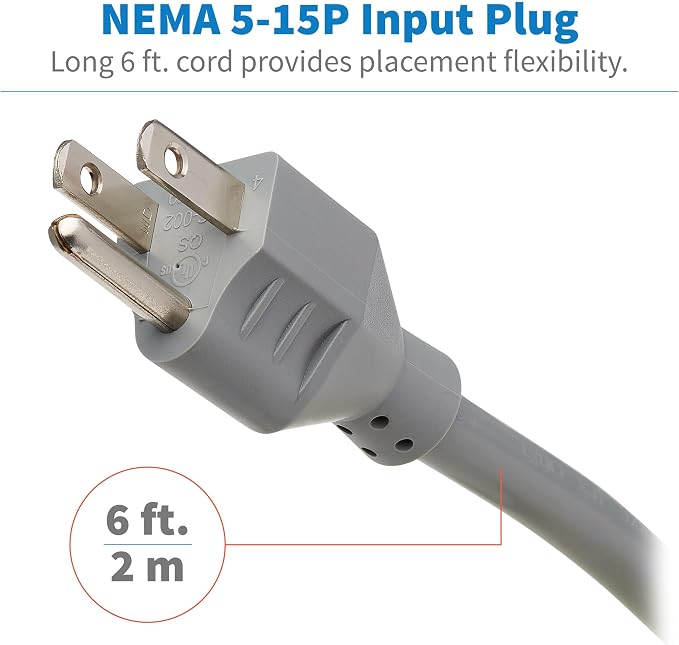 Tripp Lite 7-Outlet Surge Protector Power Strip with 6 Individually Controlled Switches, 6 Foot / 1.83M Cord, Lifetime Limited Warranty & $25,000 Insurance (TLP76MSG)
