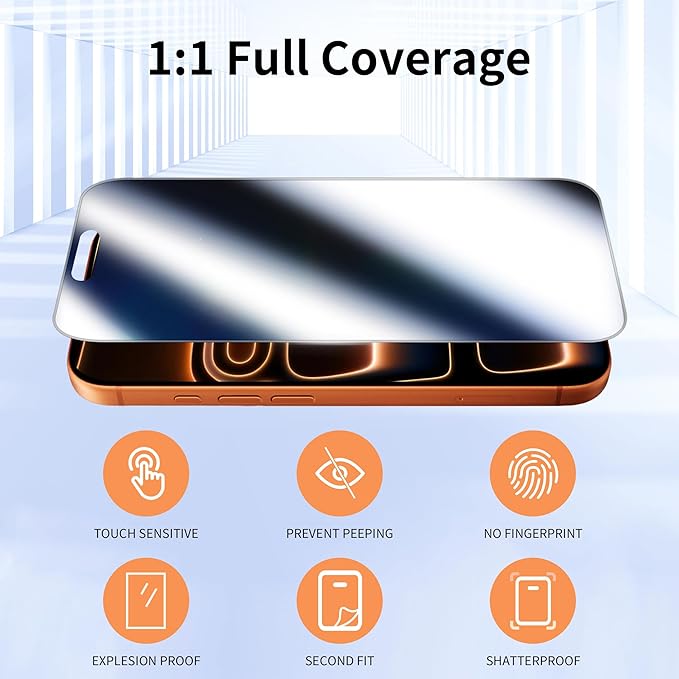 2 Pack Mirror Screen Protector for iPhone 17 Pro Privacy Tempered Glass Mirrored Effect Anti-Spy Easy Installation Frame Full Coverage Shatterproof Anti-Scratch Anti-Bubble (6.3 inch Silver)