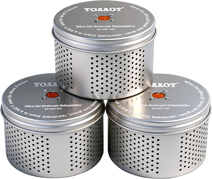 Gun Safe Dehumidifier, Moisture Absorber, 200g Small Silica Gel Desiccant Canister for Gun Cabinets & Safes, Aluminum Shell, Reusable