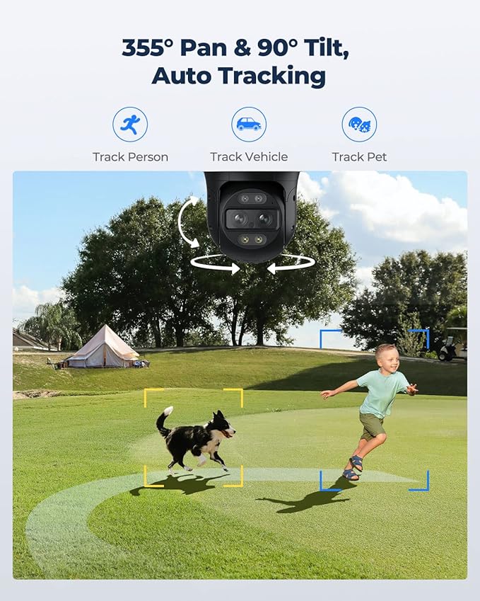 REOLINK 4K Dual-Lens Security Camera System, IP Outdoor Cameras, 1x Duo 2 PoE with 180° Ultra-Wide Angle, Bundle with 1x Trackmix PoE with 6X Hybrid Zoom & Auto Tracking, Color Night