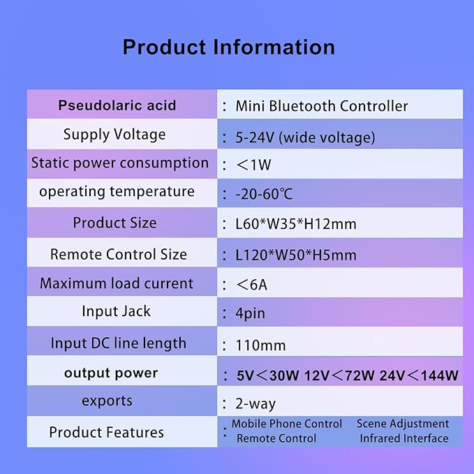 LED Strip Light Controller with APP, Music Sync and IR Remote for Upgrading 3-pin Led Lights Strip to Bluetooth Connection(2Pack)