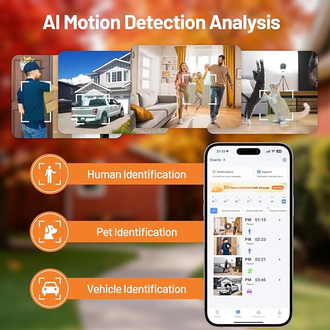 2K Wireless Dome Security Camera, 5GHz/2.4GHz WiFi Window Camera, No-Drill Mount Indoor Outdoor, Color Night Vision, Human Detection, 24/7 Recording, Alexa Compatible, for Apartment, Office & Garage