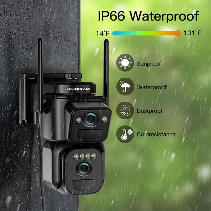 BEENOCAM 4K Dual Lens Solar Security Cameras Wireless Outdoor, 5G/2.4G WiFi 355°Pan/Tilt Cameras for Home Security with 8MP Color Night Vision, PIR Motion Detection, Auto Tracking