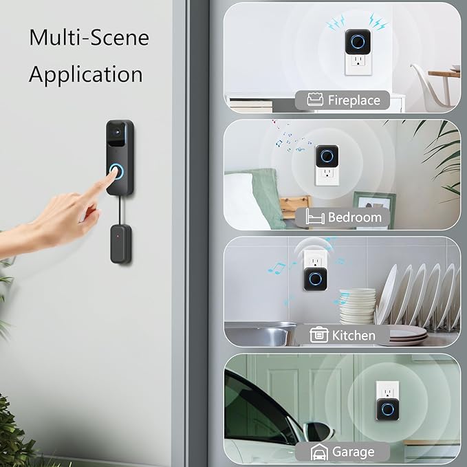 Satisure Wireless Doorbell Chime Video Doorbell Extender - Compatible with Blink Video Doorbell and Blink Video Doorbell (2nd Gen) (1 Video Doorbell Extender 2 Receiver）