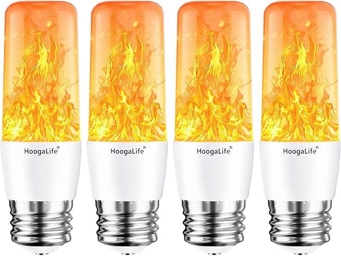 HoogaLife Flame Light Bulbs, E26 Led Light Bulb with Effect of Real Candle Fire Light, 4w Flame Bulb with Upside Down Effect, for Christmas Halloween Home Party Holiday House Room Porch