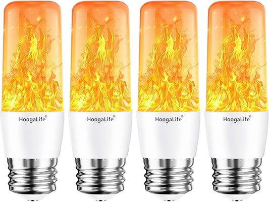 HoogaLife Flame Light Bulbs, E26 Led Light Bulb with Effect of Real Candle Fire Light, 4w Flame Bulb with Upside Down Effect, for Christmas Halloween Home Party Holiday House Room Porch