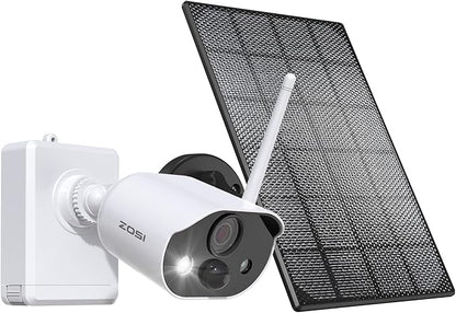 ZOSI C306 Pro 3MP 2K Wireless Solar Security Camera Outdoor - Battery/Solar Powered, Color Night Vision, PIR Motion Detection, Spotlight Alarm,Cloud/Memory Card Storage (No Memory Card Included)