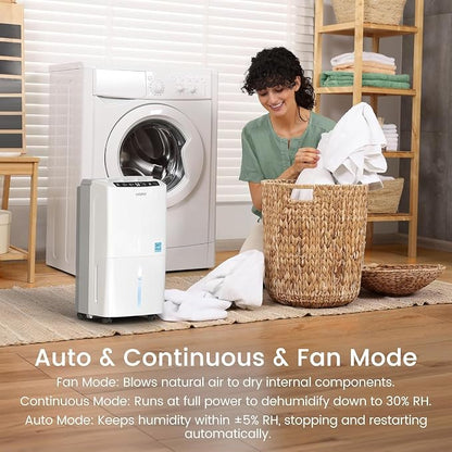 Waykar 34 Pints 2025 Most Efficient Energy Star Dehumidifier for Home & Basement, Ideal for Spaces up to 2,000 Sq. Ft. with Auto or Manual Drainage, 0.62-Gallon Water Tank