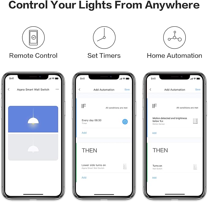 Aqara Smart Light Switch (with Neutral, Double Rocker), Requires AQARA HUB, Zigbee Switch, Remote Control and Set Timer for Home Automation, Compatible with Apple HomeKit, Alexa